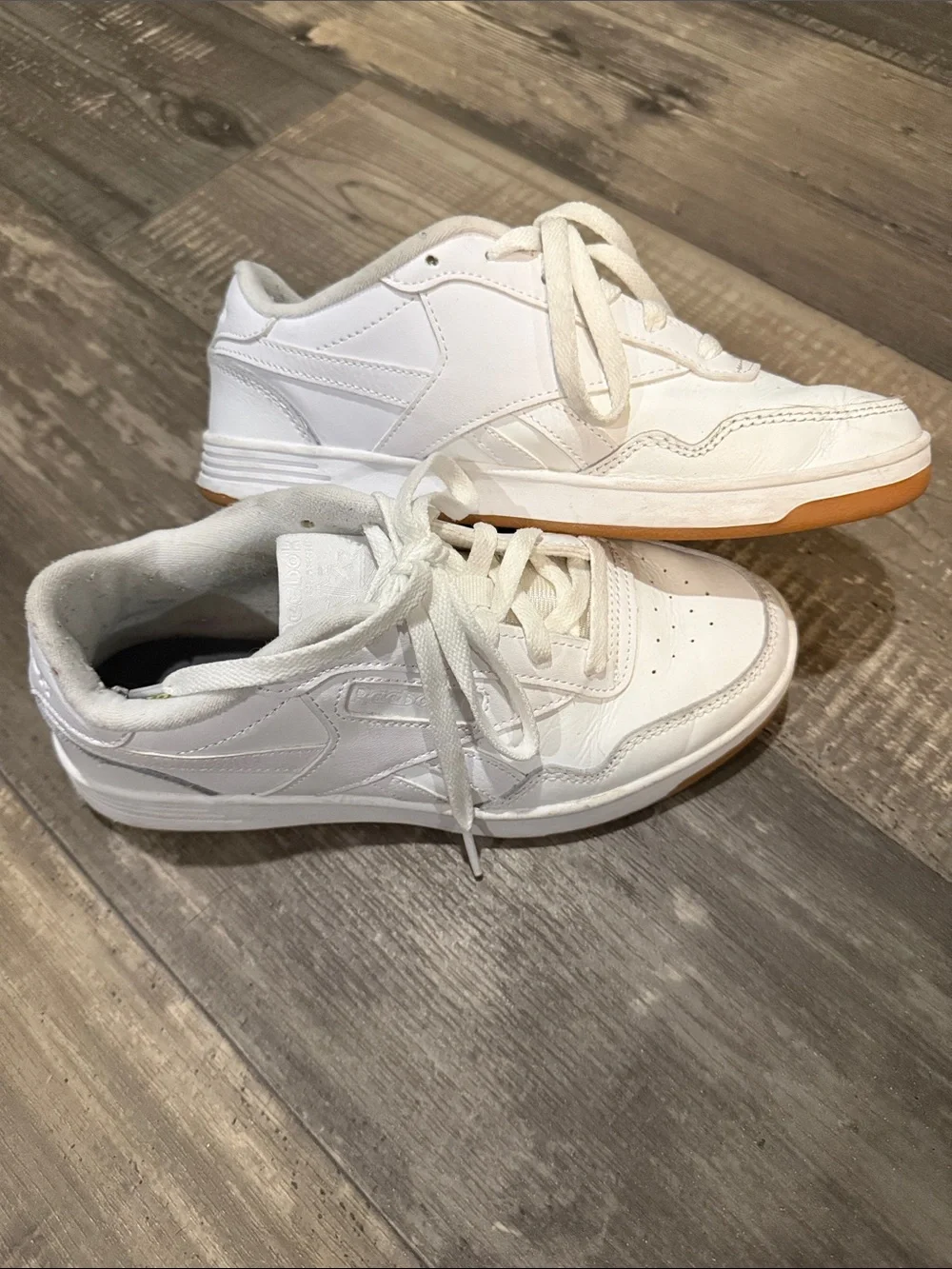 Reebok White Athletic Sneakers with Gum Soles